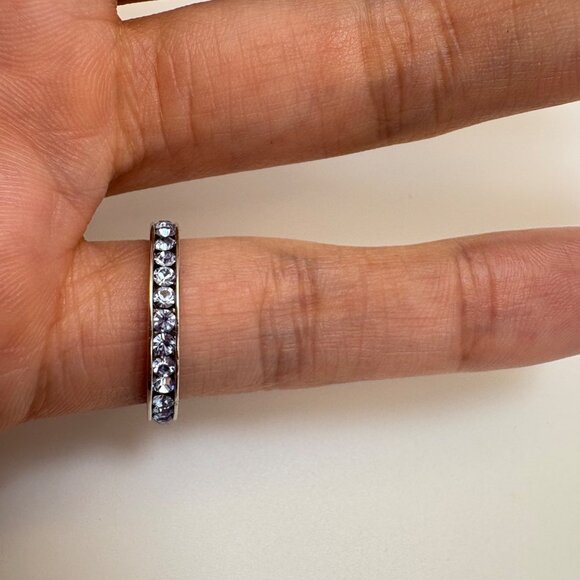 SETA Solid Sterling Silver 925 Blue Cubic Zirconia Statement Ring Size 6 - Picture 9 of 13